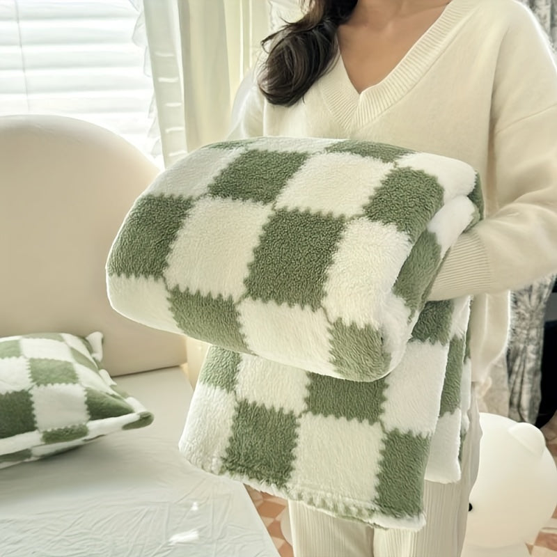 Plaid Flanelle à Carreaux Doux et Épais – Multi-Usages pour Humains et Animaux