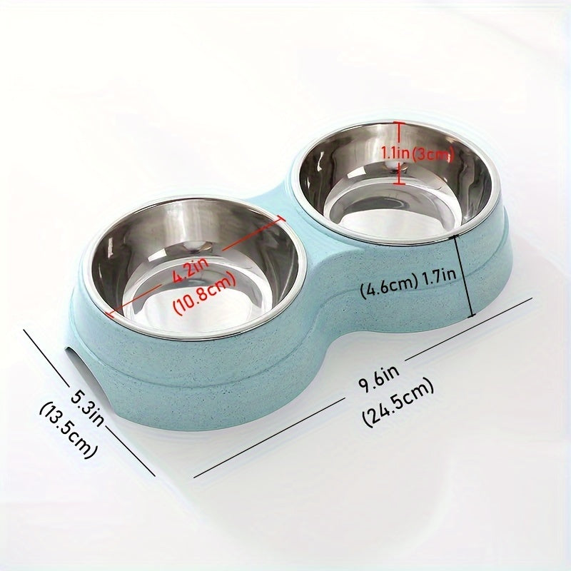 Gamelle Double Antidérapante Inox pour Chiens et Chats – 120ml