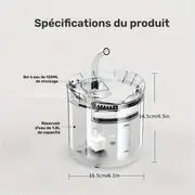 Fontaine 1,8L USB transparente pour Chat & Chien avec double mode