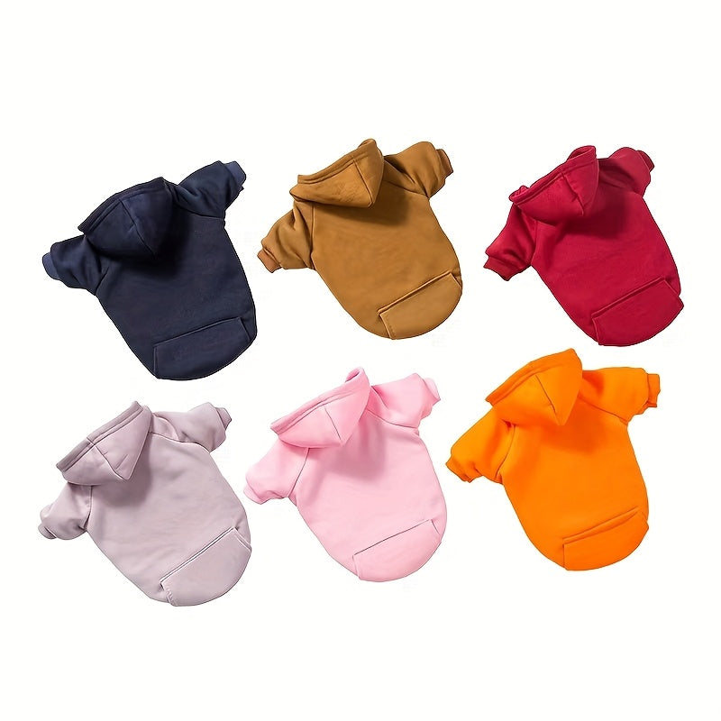 Sweat à Capuche Uni pour Chiens et Chats – Pull Hiver Doublé Polaire