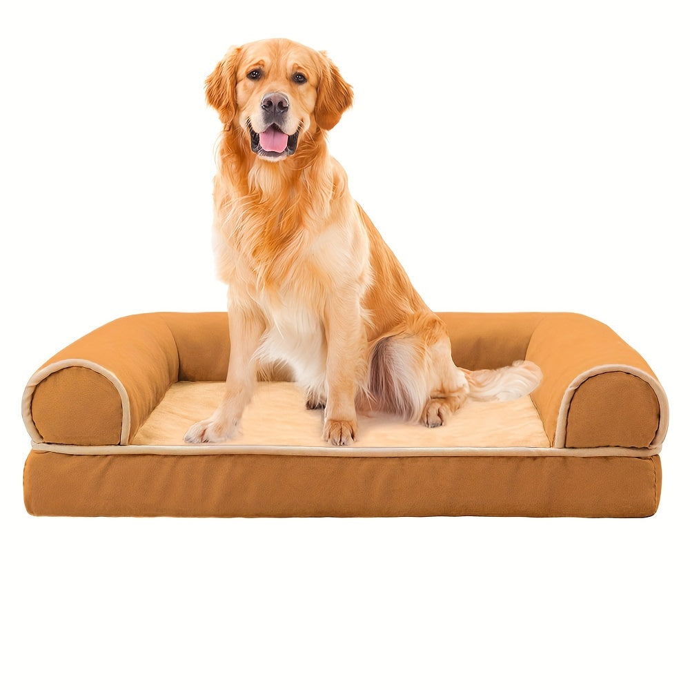 Canapé Orthopédique Gris à Mousse avec Rebord pour Chien