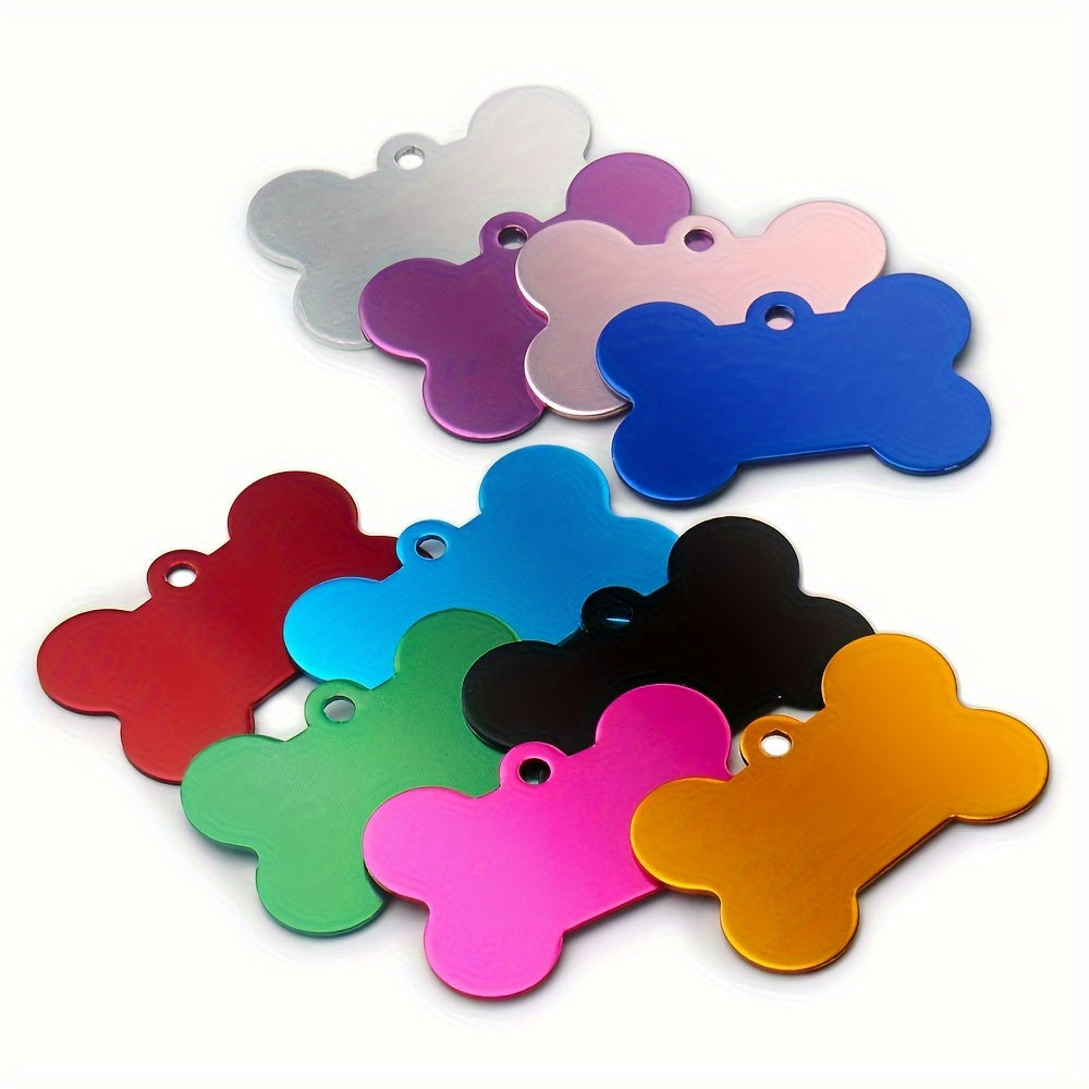 Lot de 10 Médailles os personnalisables en aluminium pour Collier Chien