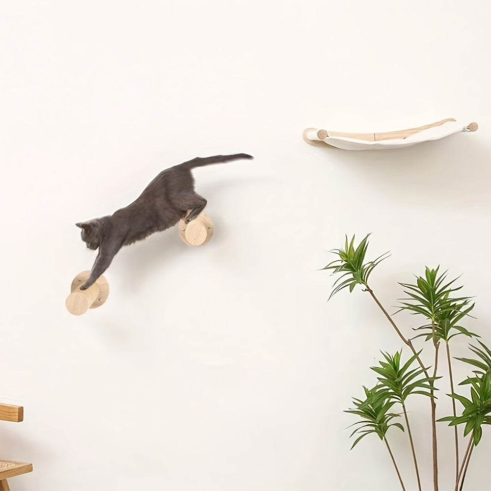 Ensemble Mural pour Chat avec Hamac Double, Pont et Plateformes d’Escalade