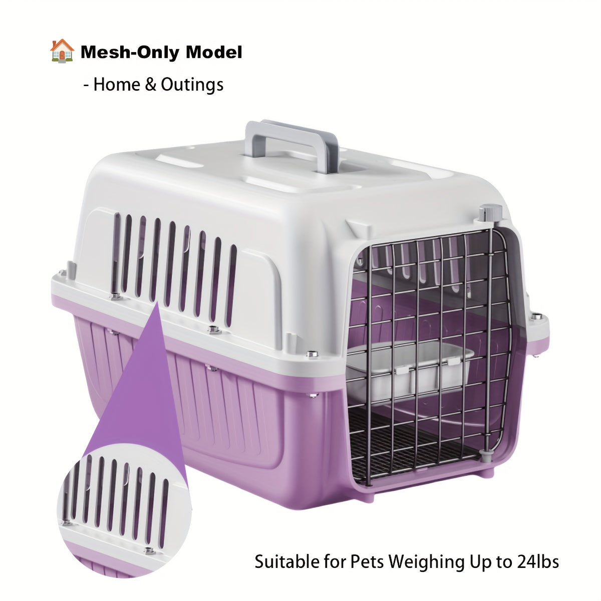 Caisse de Transport pour Chat – Homologuée Avion avec Aération 3 Côtés et Porte Métallique