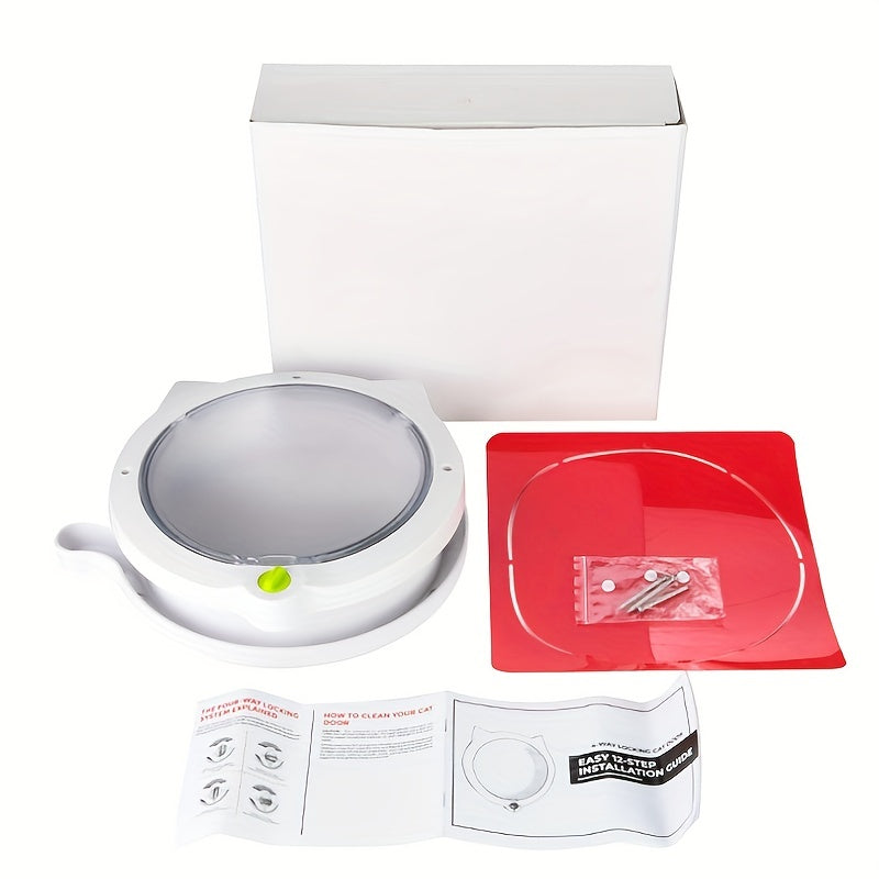 Porte à Battant Rond pour Chat et Petit Chien – Système de Verrouillage 4 Positions