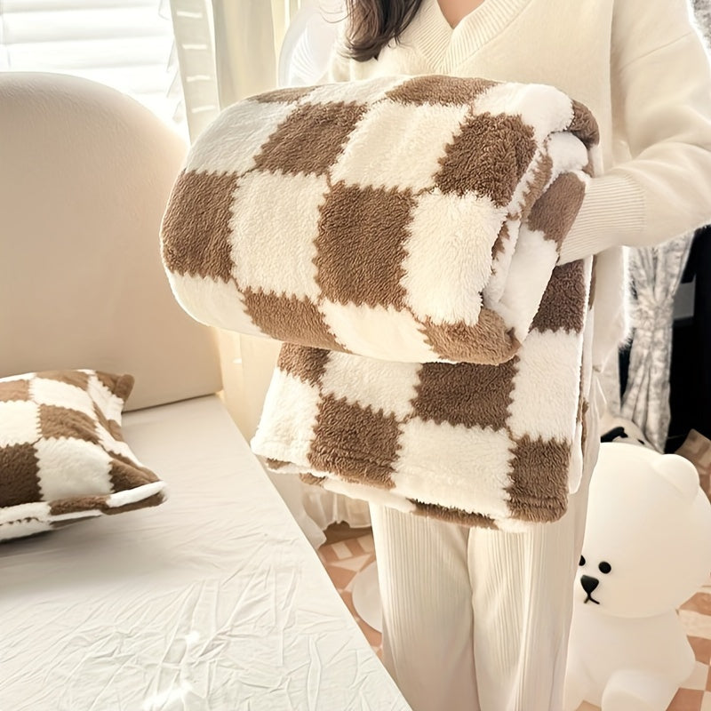Plaid Flanelle à Carreaux Doux et Épais – Multi-Usages pour Humains et Animaux