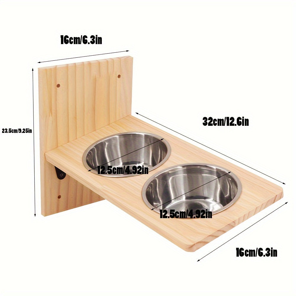 Étagère Mural pour Chat avec Station de Nourrissage et Perchoir