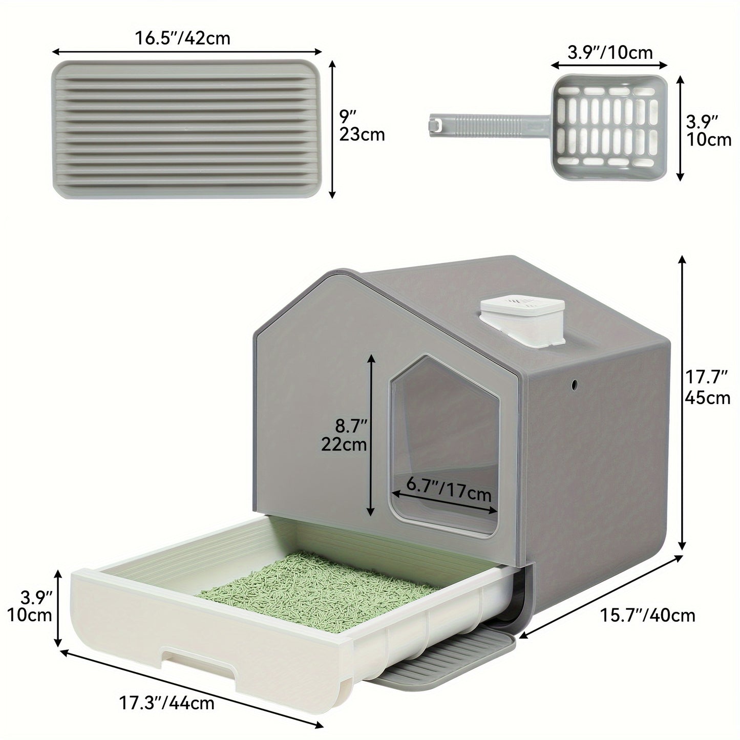 Maison de Toilette Fermée en Silicone et PP avec Tapis et Pelle
