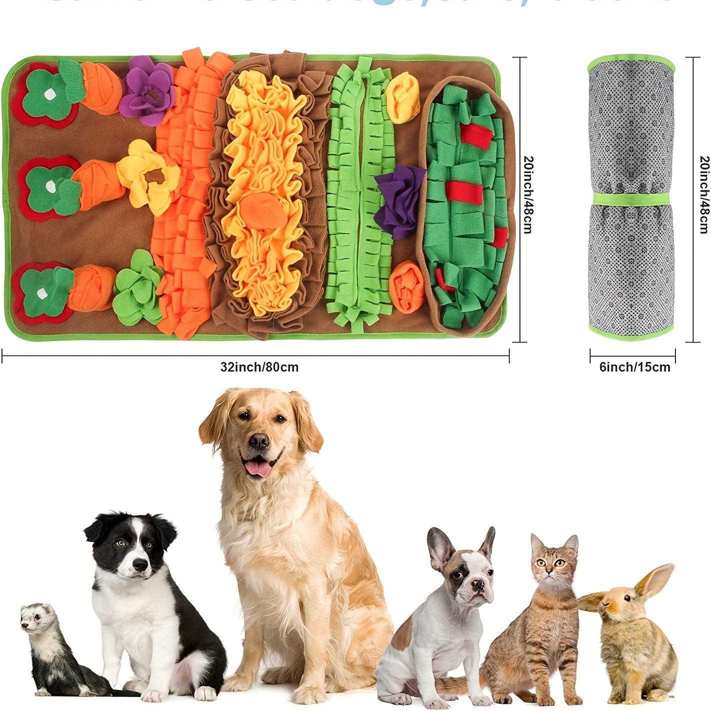 Grand Tapis de Fouille avec Carottes et Jouets Sonores