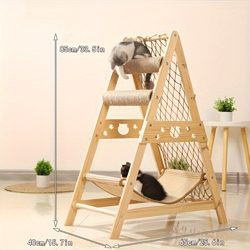 Arbre à chat d'intérieur en bois, visuel produit
