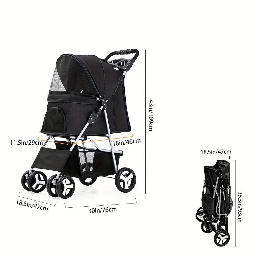 Poussette Pliable Légère avec Rangement pour Petit Chien