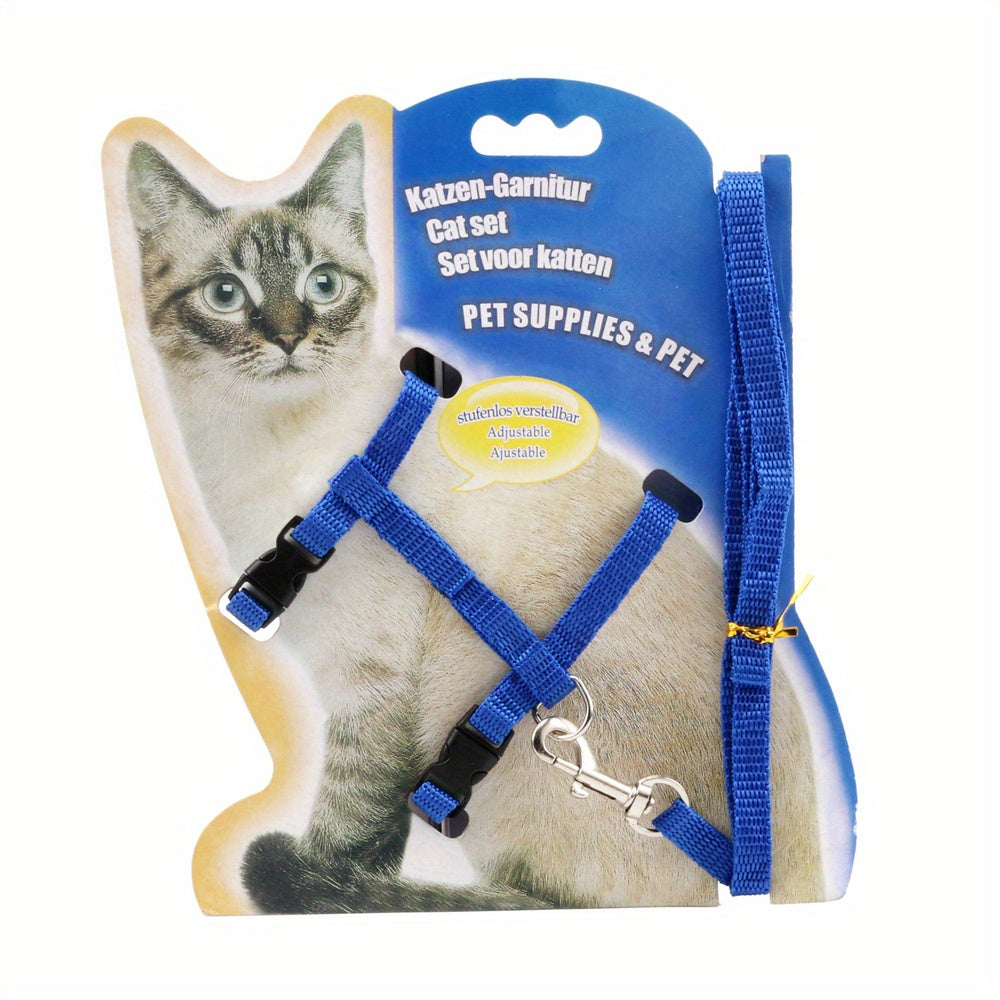 Harnais et Laisse Réglables pour Chat - Modèle Confort et Sécurisé