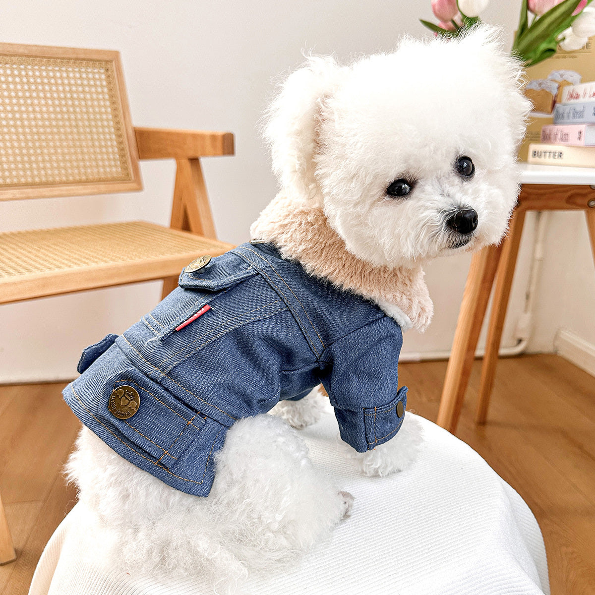 Manteau en Jean Doublé Polaire pour Chiens et Chats – Veste Chaude Automne/Hiver