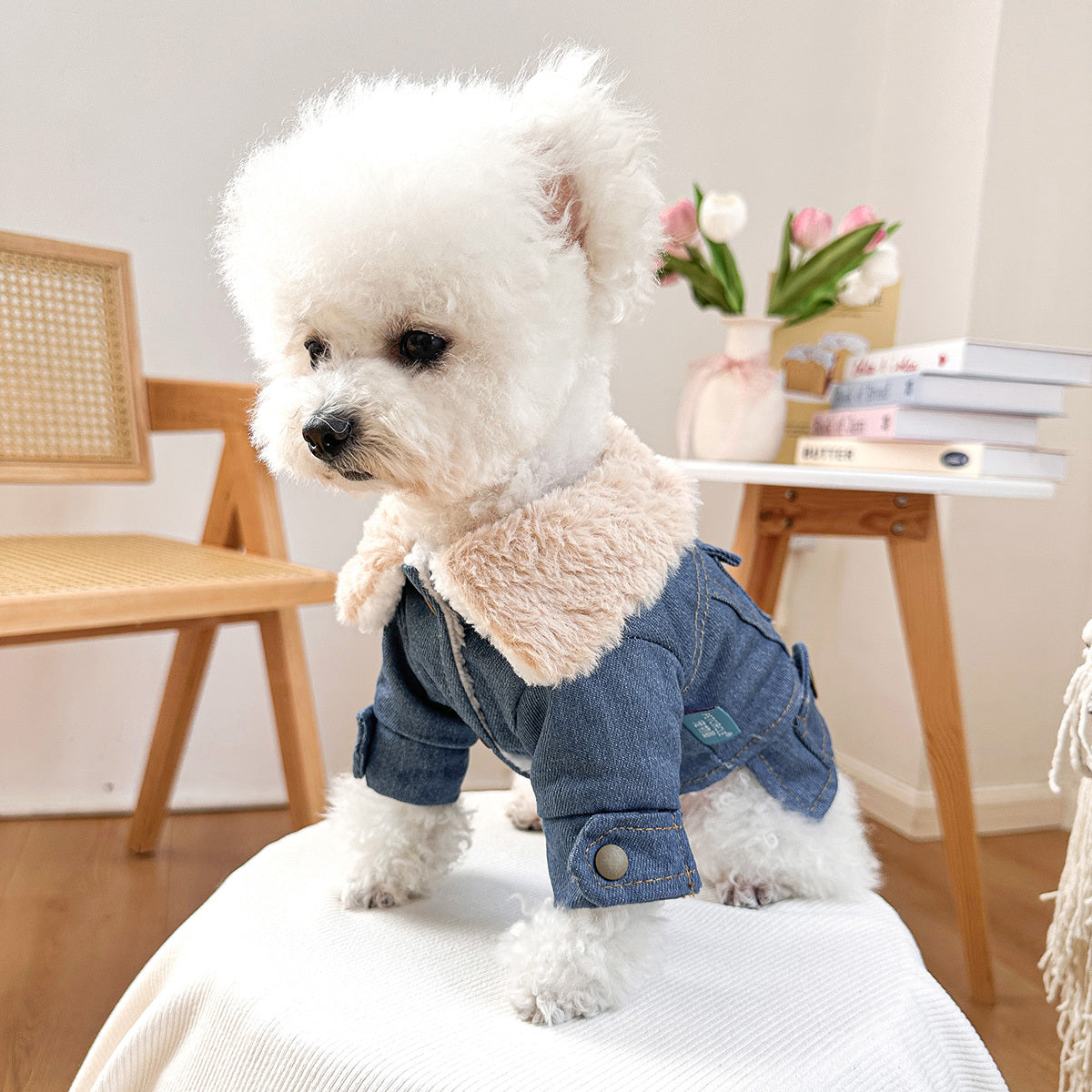 Manteau en Jean Doublé Polaire pour Chiens et Chats – Veste Chaude Automne/Hiver
