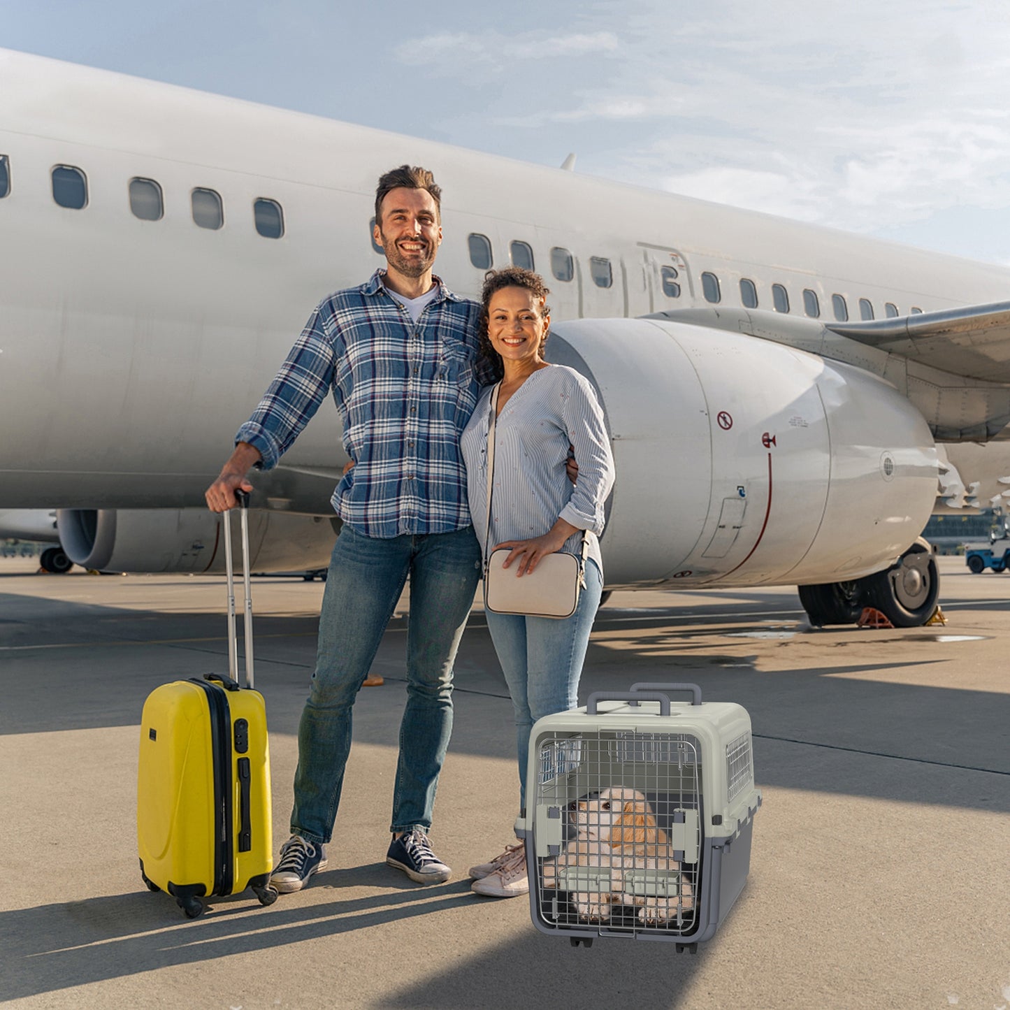 Caisse de Transport Rigide à Roulettes pour Chien ou Chat