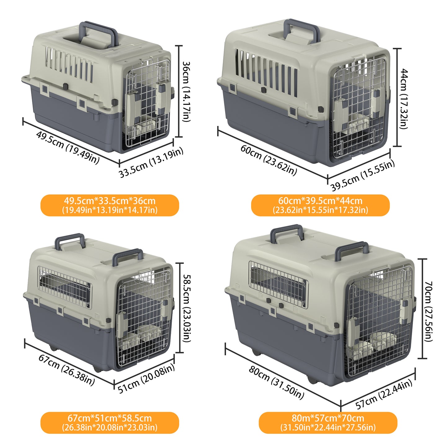 Caisse de Transport Rigide à Roulettes pour Chien ou Chat