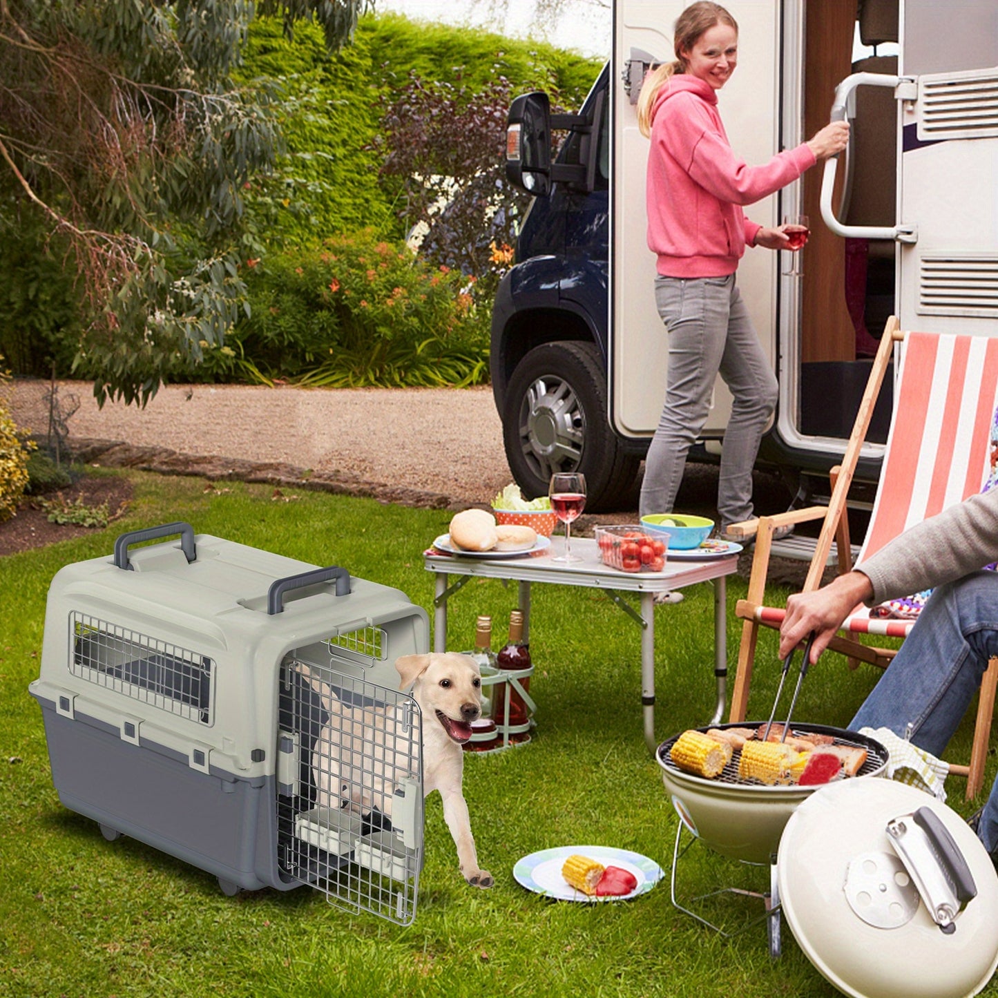 Caisse de Transport Rigide à Roulettes pour Chien ou Chat