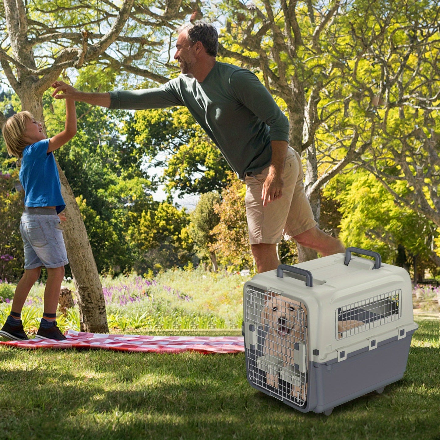 Caisse de Transport Rigide à Roulettes pour Chien ou Chat