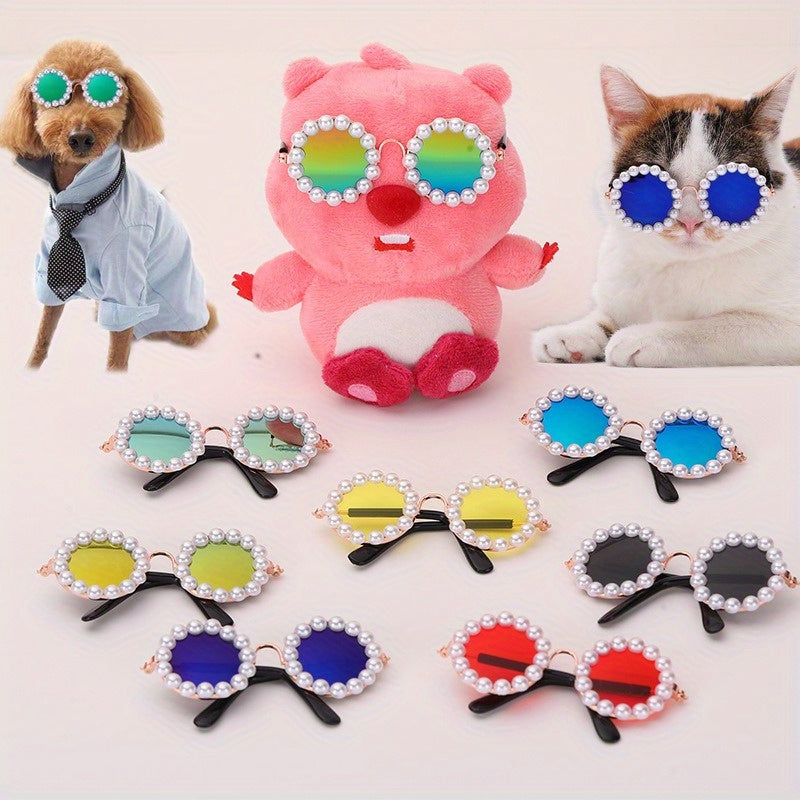 Lunettes Rondes avec Perles pour Chats et Chiens