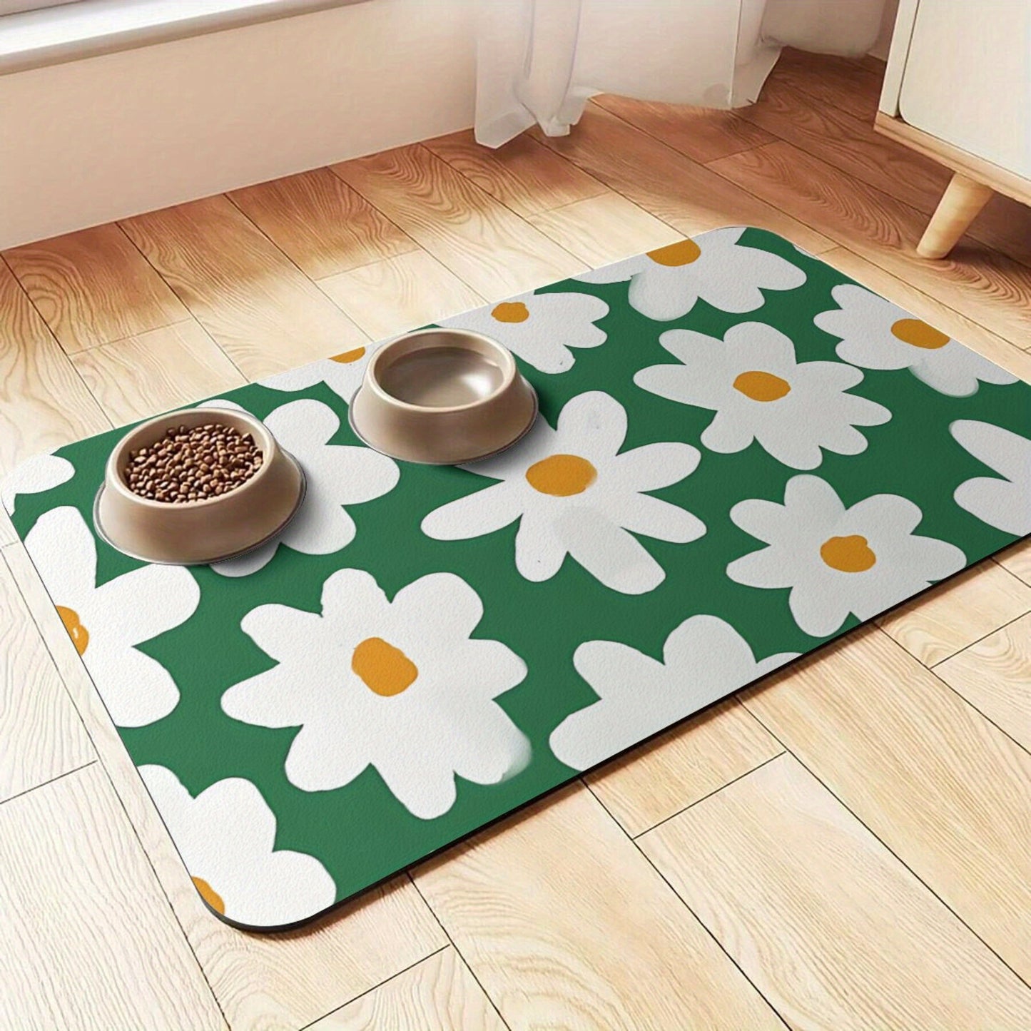 Tapis gamelle antidérapant à motif Marguerite pour Chien