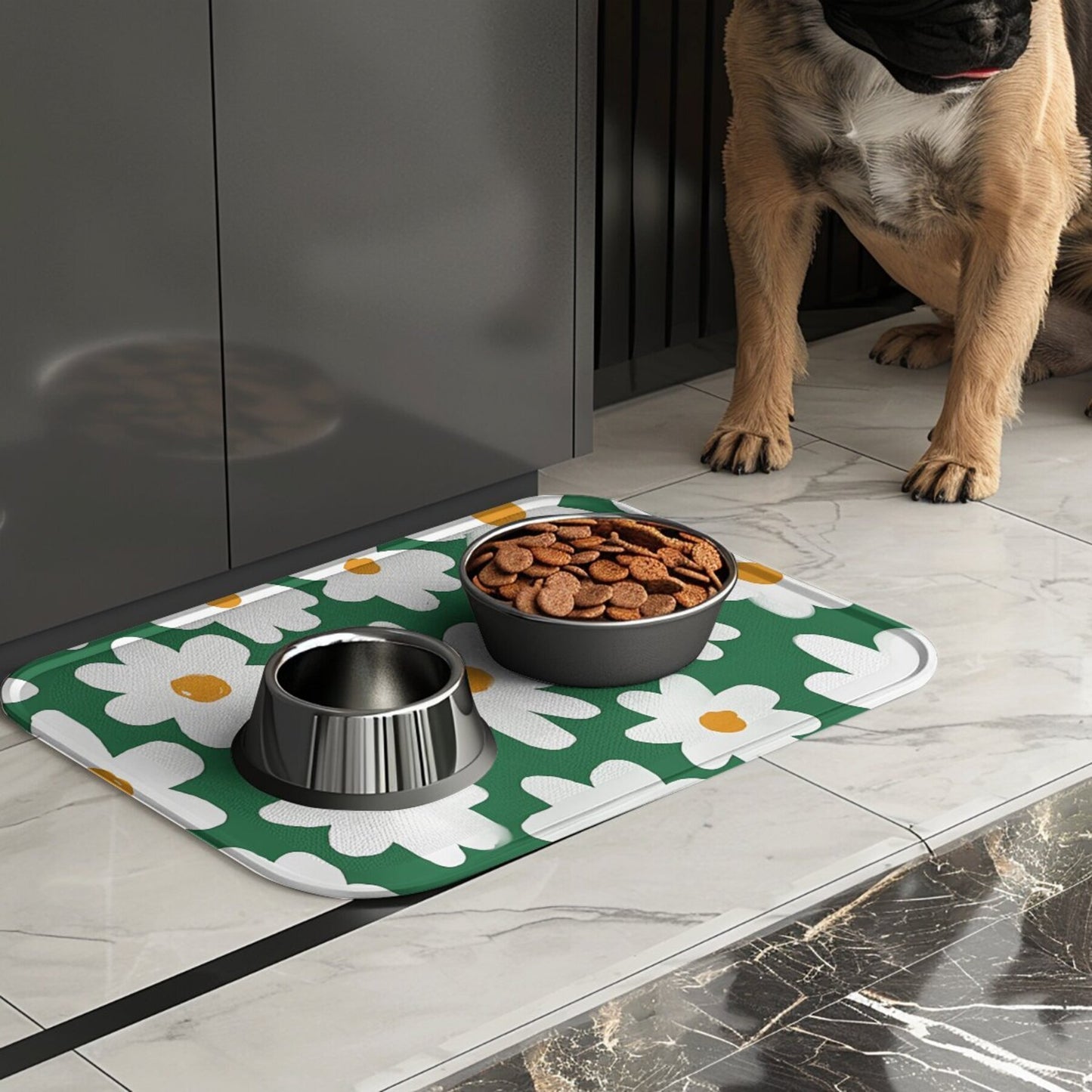 Tapis gamelle antidérapant à motif Marguerite pour Chien