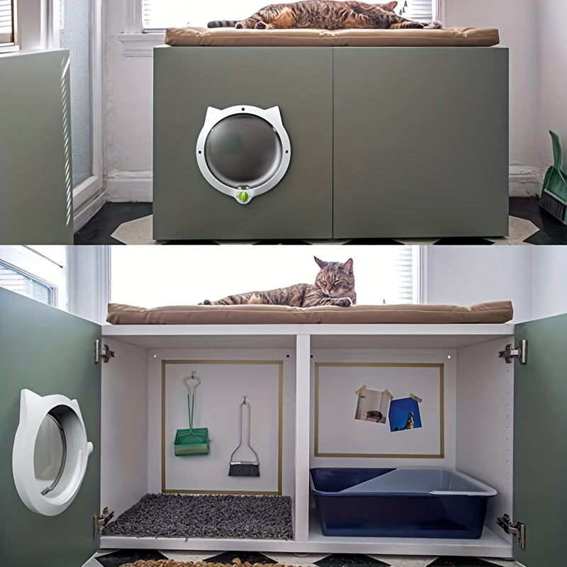 Porte à Battant Rond pour Chat et Petit Chien – Système de Verrouillage 4 Positions