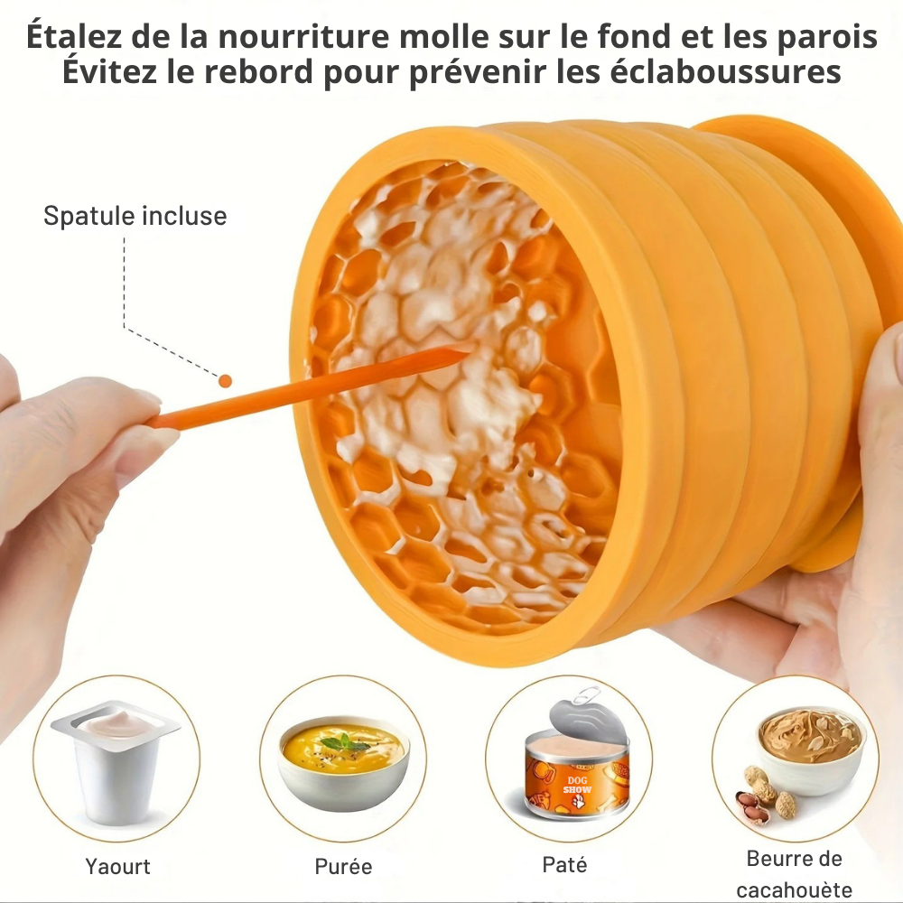 Bol à Lécher Cylindrique avec Ventouse en Silicone pour Chien