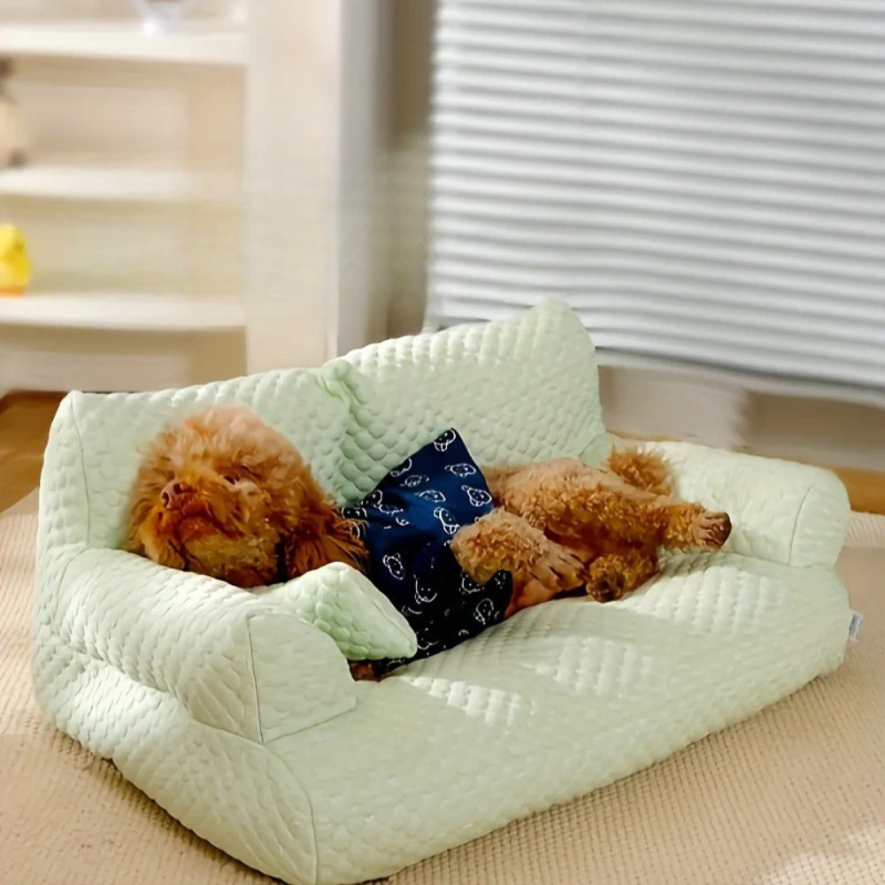 Canapé Vert Rafraîchissant en Tissu pour Chien