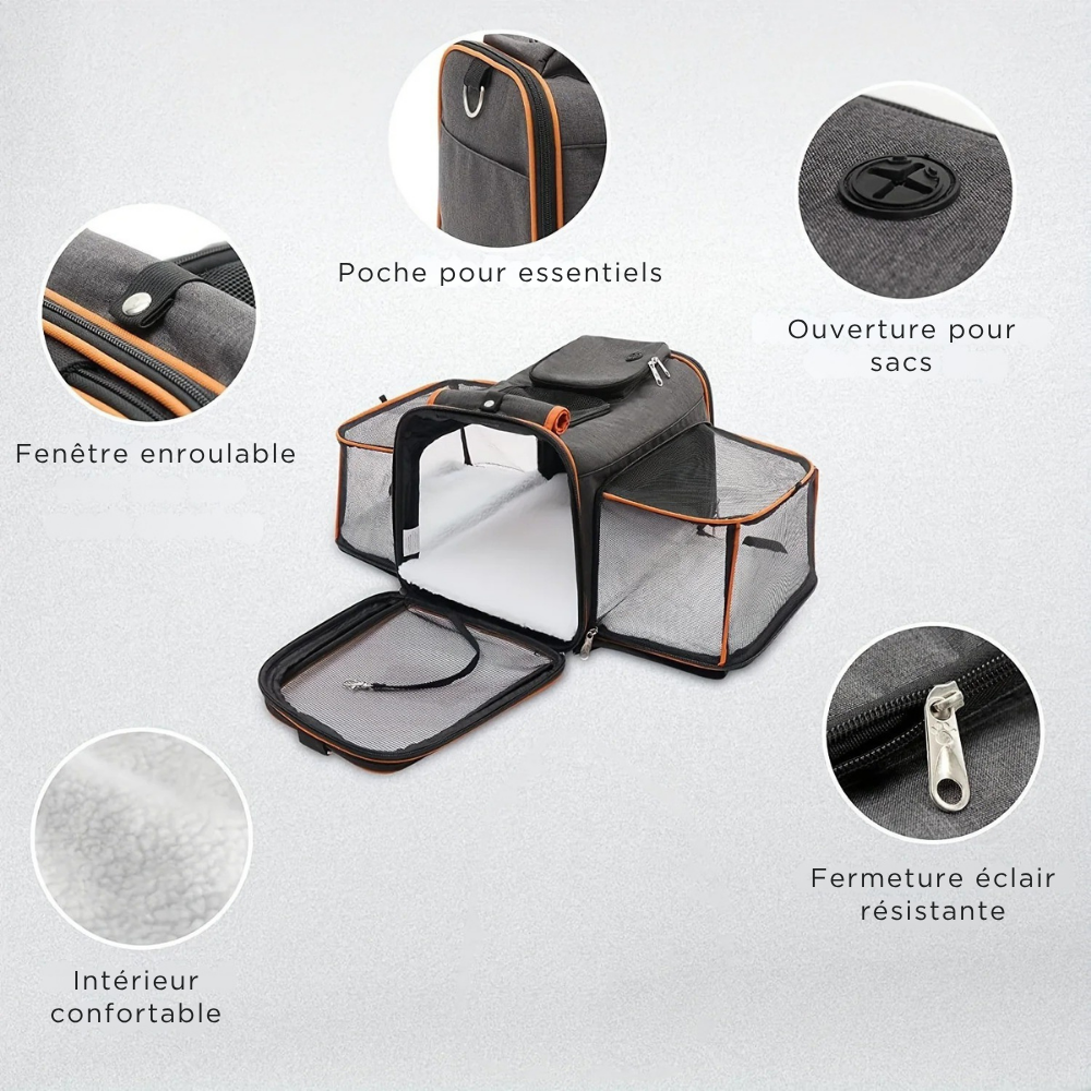 Sac de Transport Extensible pour Chats et Petits Chiens
