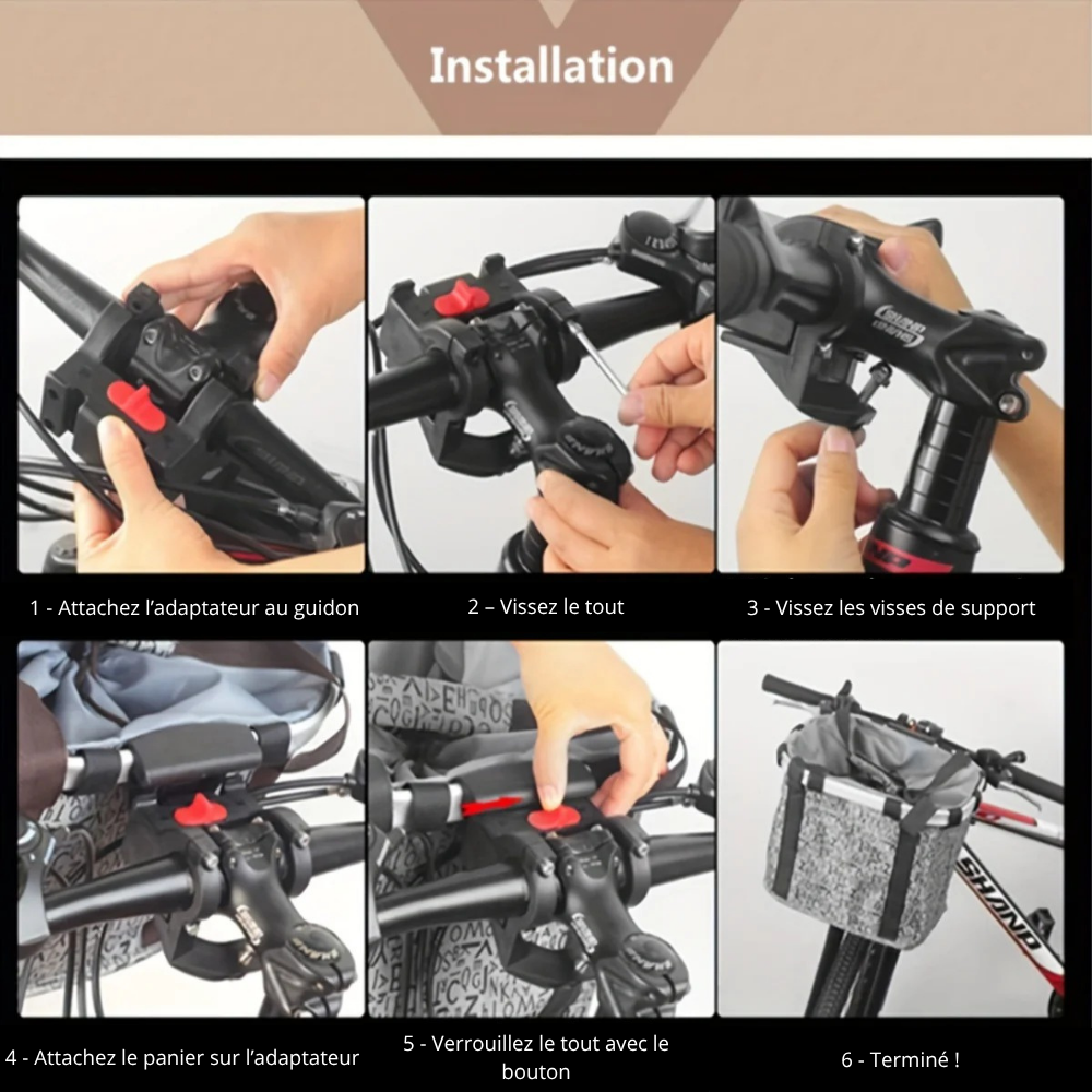 Panier vélo pliable avec support guidon pour Chien ou Chat