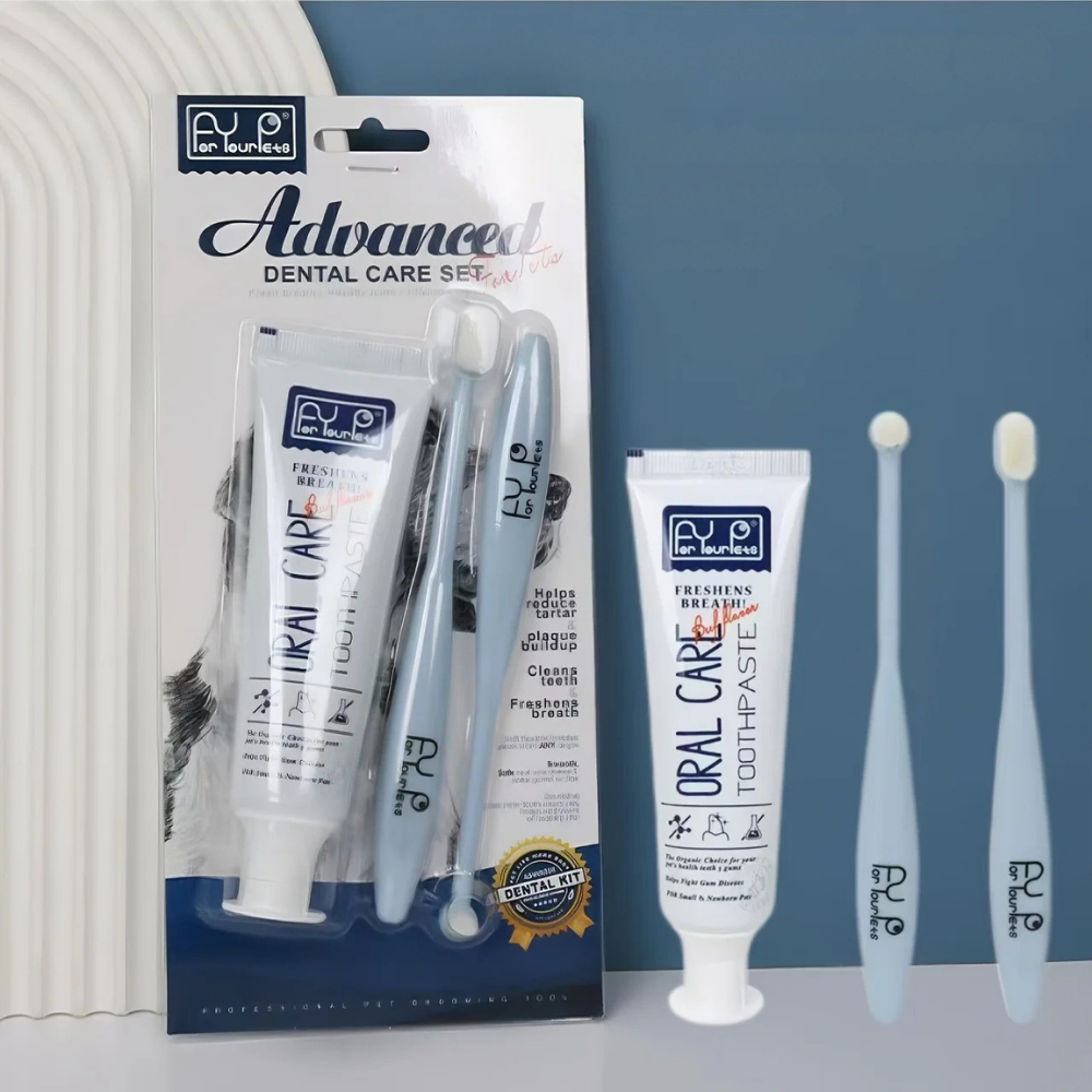 Kit Brosse à Dents Ultra-Douce & Dentifrice Bœuf pour Chiens