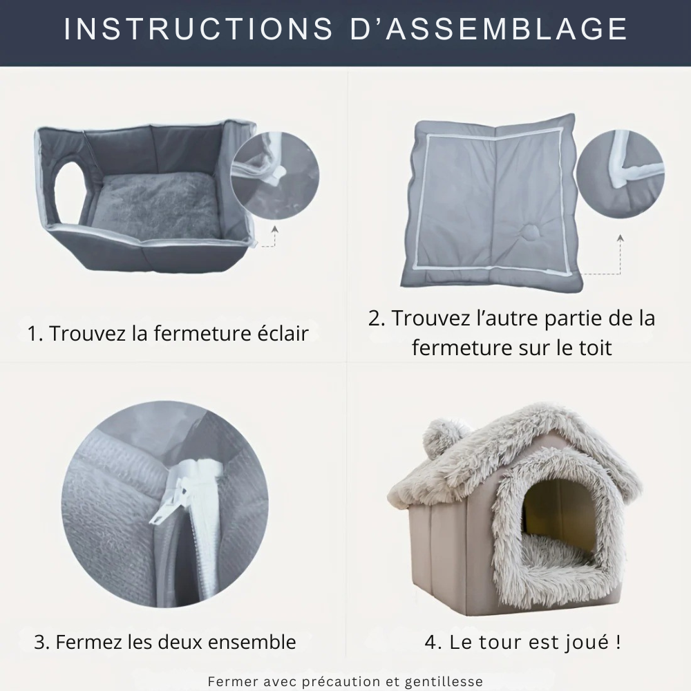 Maison douillette en forme de chalet pour chat et petit chien