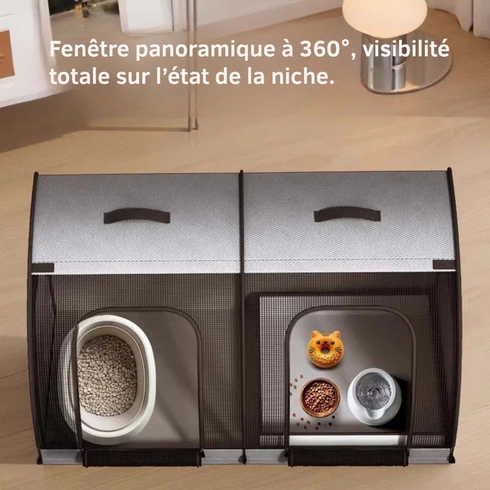 Maison Double Pliable avec Bac à Litière intégré