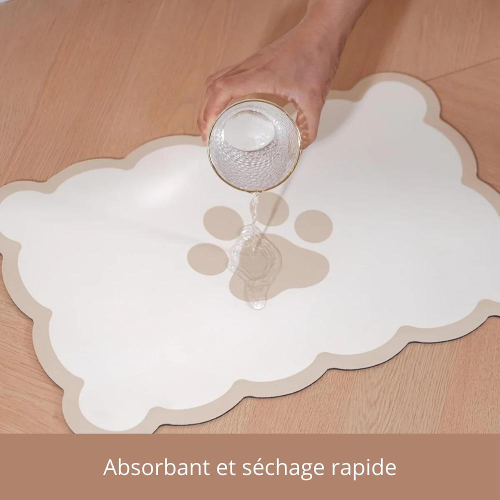 Tapis gamelle absorbant en diatomite pour chien et chat