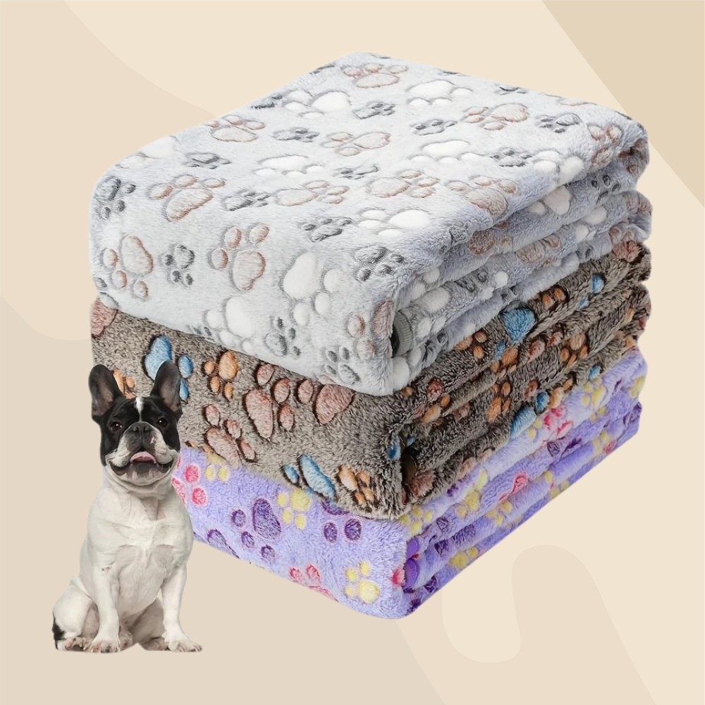 Lot de 3 Couvertures Épaisses à Motifs Pattes pour Chiens et Chats
