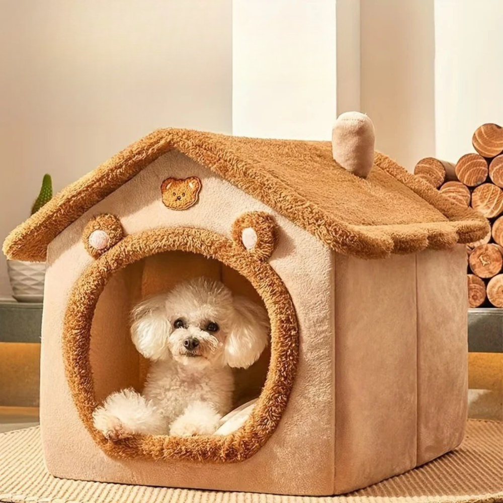 Maison en peluche style chalet pour chien et chat