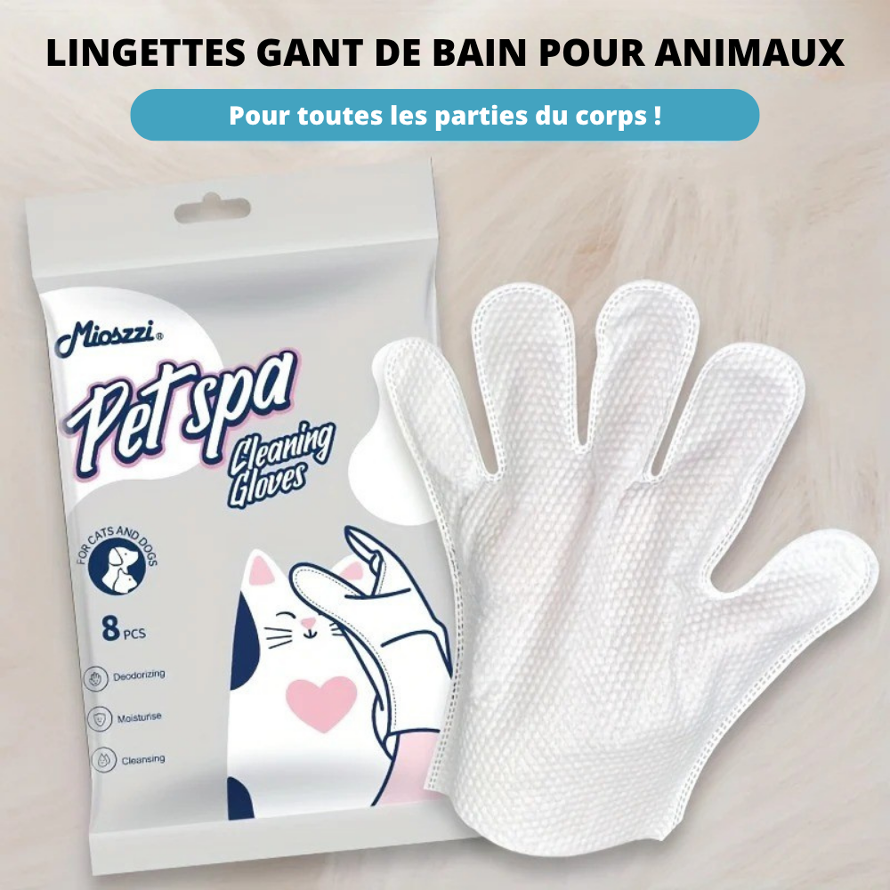 Gants Lingettes Nettoyants pour Chiens et Chats à l’Huile de Coco