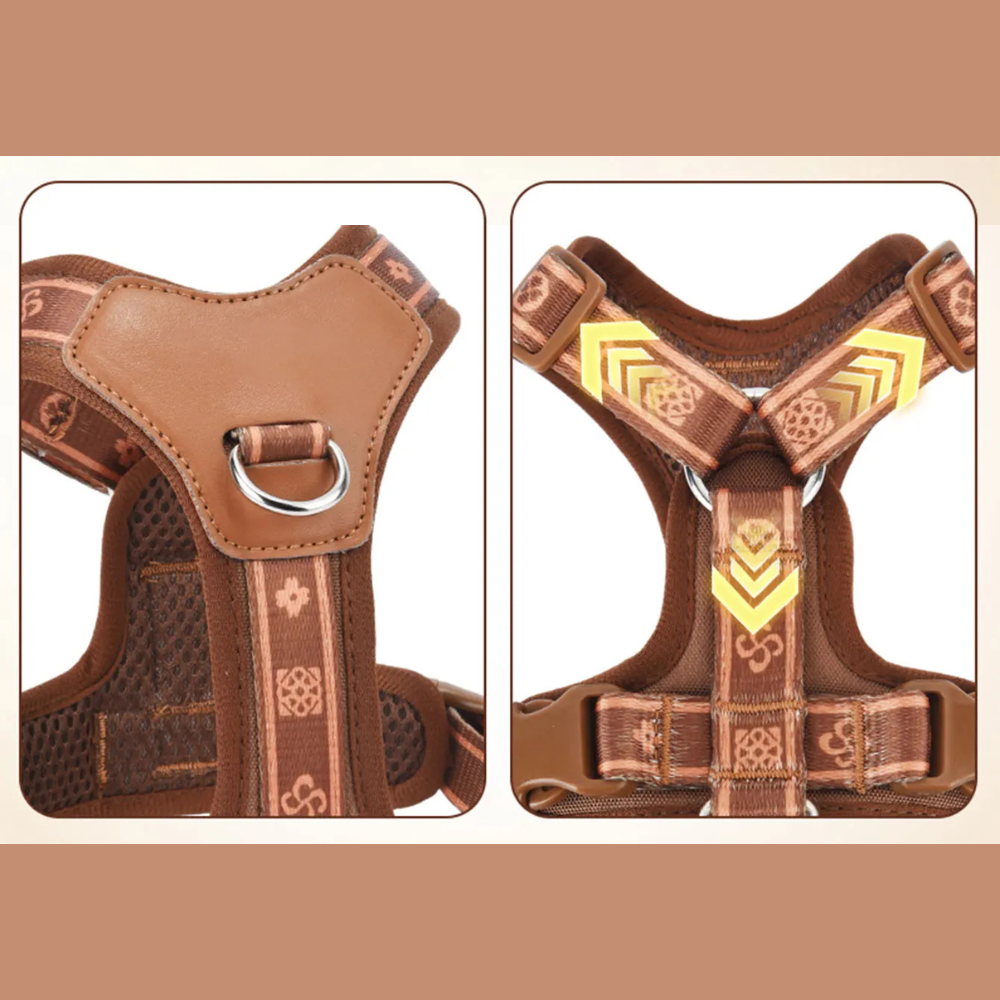 Harnais Simili Cuir Anti-Traction pour Petit Chien