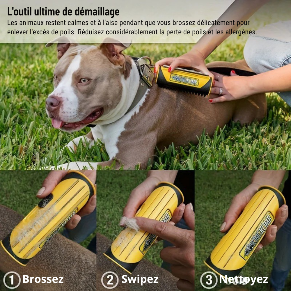 Brosse Double-Face Ergonomique KingKomb pour Animaux