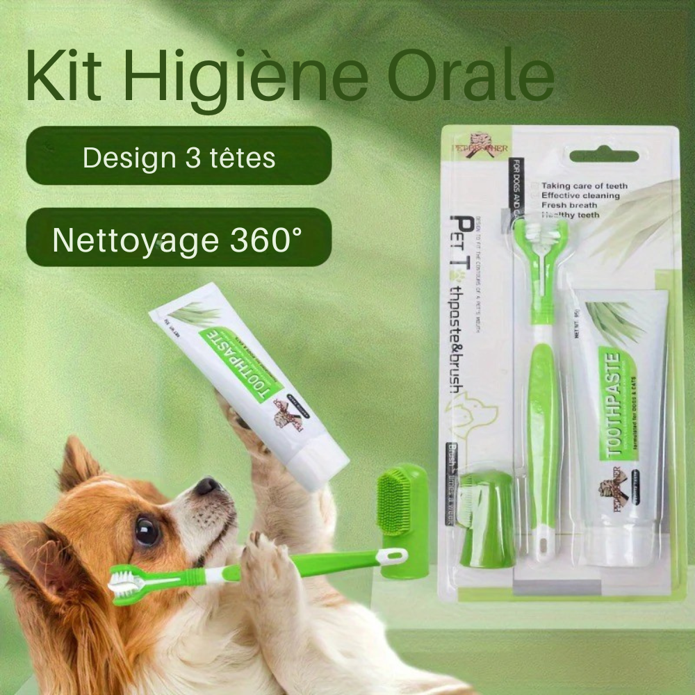 Kit Brosse à Dents 3 en 1 pour Animaux