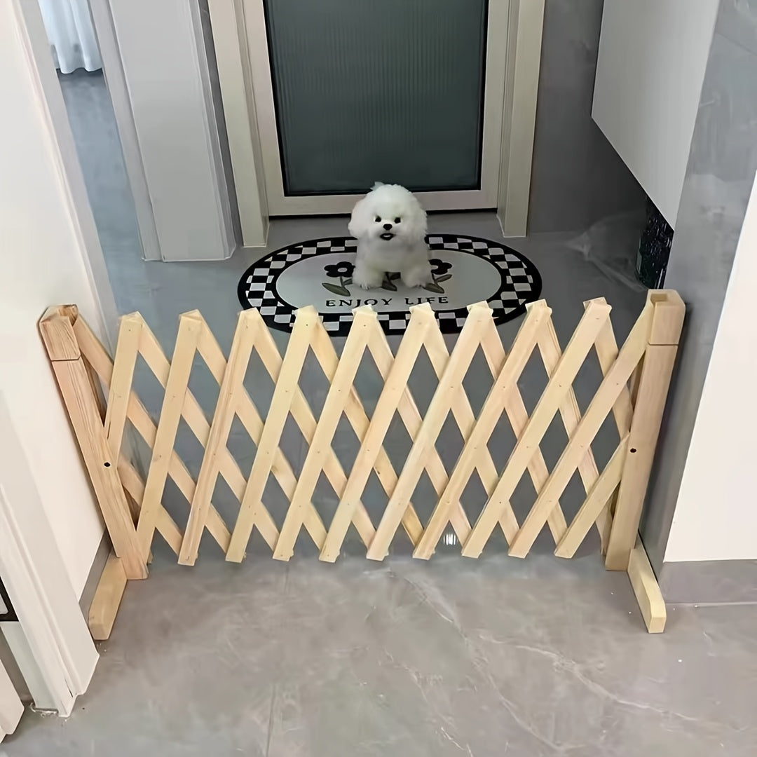 Barrière Extensible en Bois Naturel pour Chiens – Plusieurs Tailles