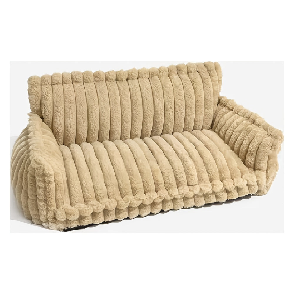 Canapé lit en peluche pour chien, style sofa rayé