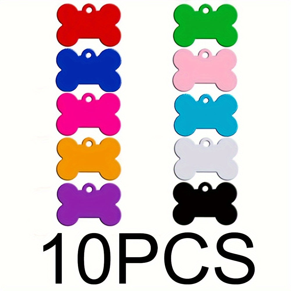 Lot de 10 Médailles os personnalisables en aluminium pour Collier Chien