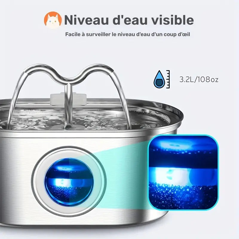 Double Fontaine Inox Jet pour Chien et Chat