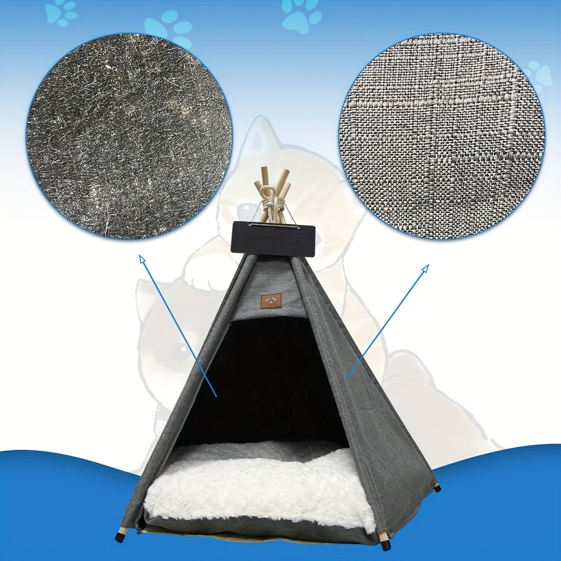 Tipi Bohème en Lin Doublé pour Chiens et Chats