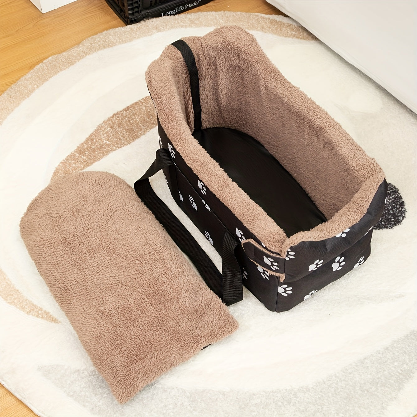 Panier auto pour petit chien avec matelas amovible