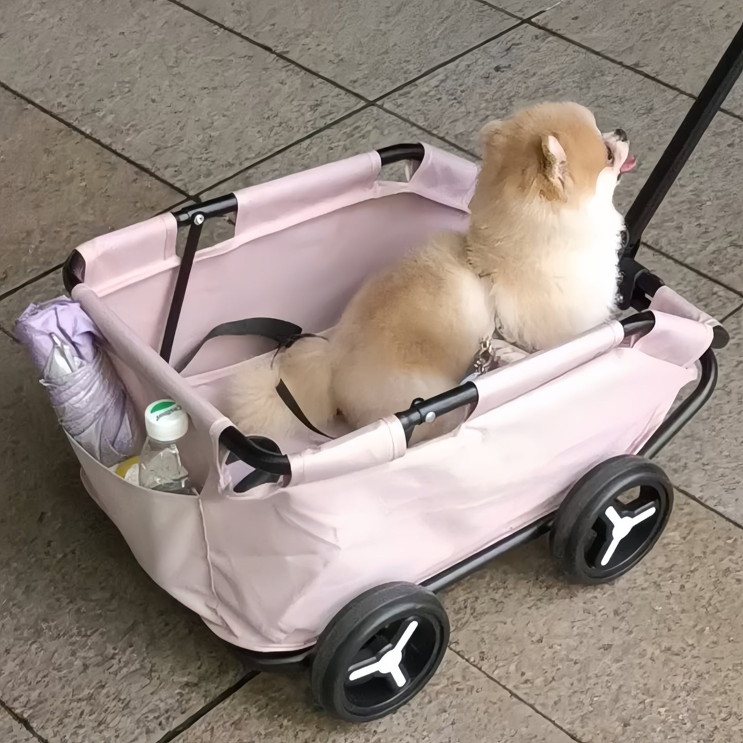 Chariot Pliable Rose pour Animaux – Version Compacte