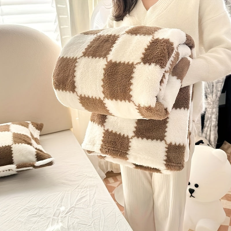 Plaid Flanelle à Carreaux Doux et Épais – Multi-Usages pour Humains et Animaux