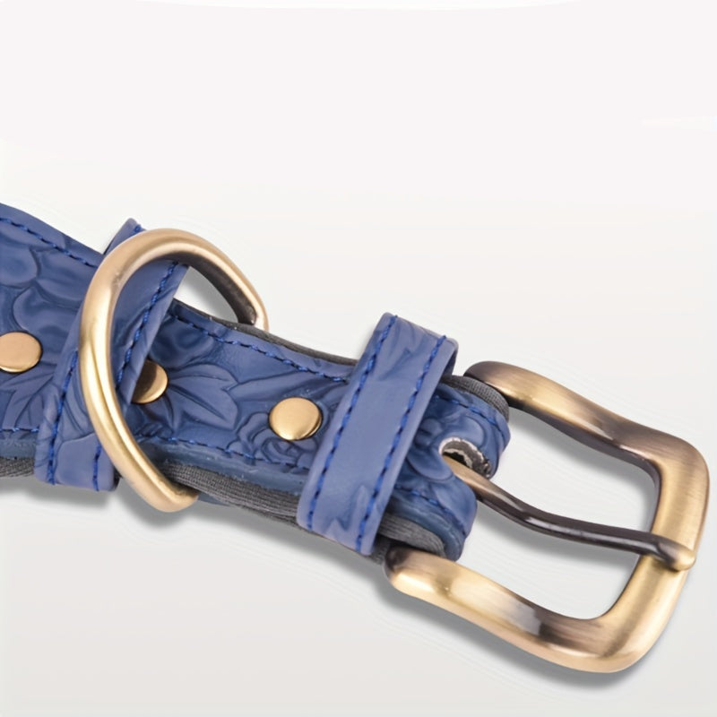 Collier en Simili Cuir Floral avec Doublure Respirante pour Chien