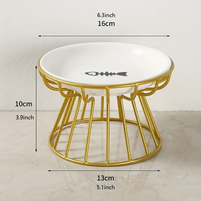 Gamelle Élevée Style Nordique – Support Métal et Bol en Céramique